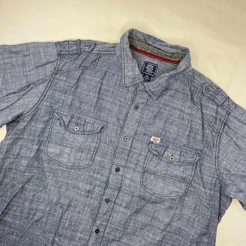 Black Jack Shirt Men's‎ 3XL Blue Short Sleeve Button Down